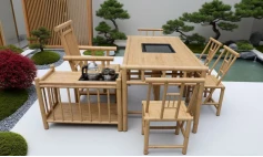 Zen Bamboo-style Aluminum Main Tea Table And Chairs Combo Set factory