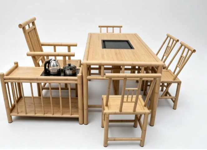 Zen Bamboo-style Aluminum Main Tea Table And Chairs Combo Set suppliers
